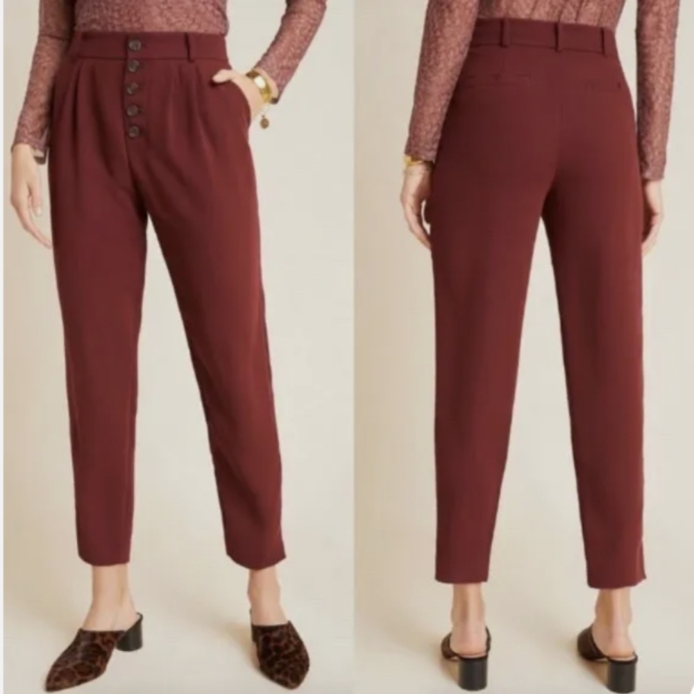 NWT Anthropologie Sasha Button Fly Front Tapered Leg Pant Size 6